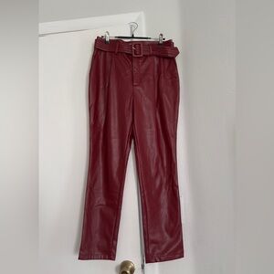 BCBGENERATION faux leather tapered fit high waist ankle length pants